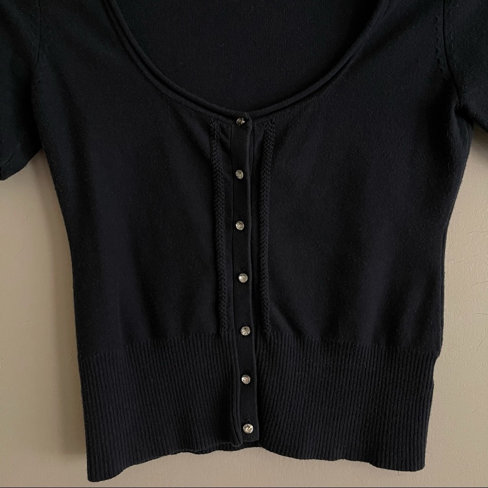 Guess Navy Rhinestone Button Cardigan - Picture 9 of 13